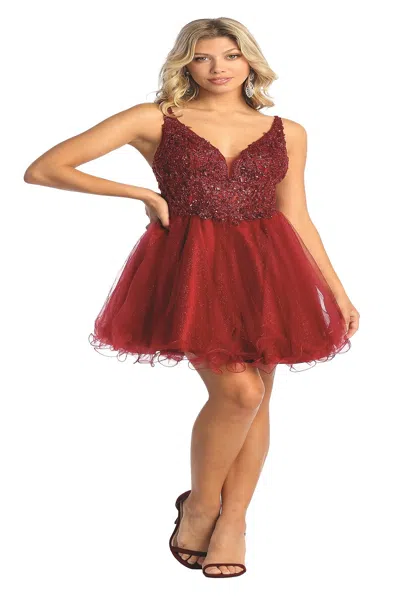 Truedames Dual Straps Cocktail A-line Short Dress In Red