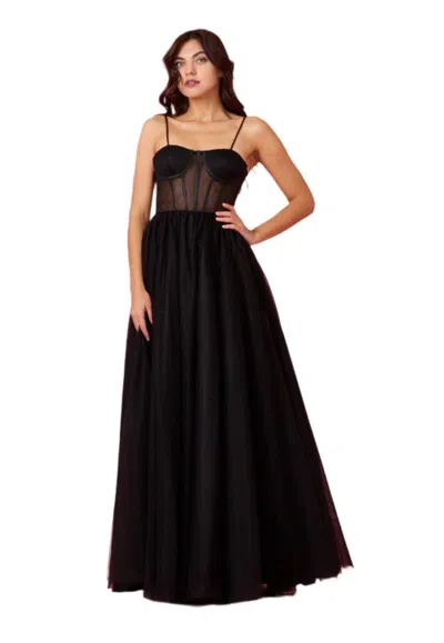 Truedames Dylan And Davids Corset-style Prom Party Formal Ball Gown Dress In Black