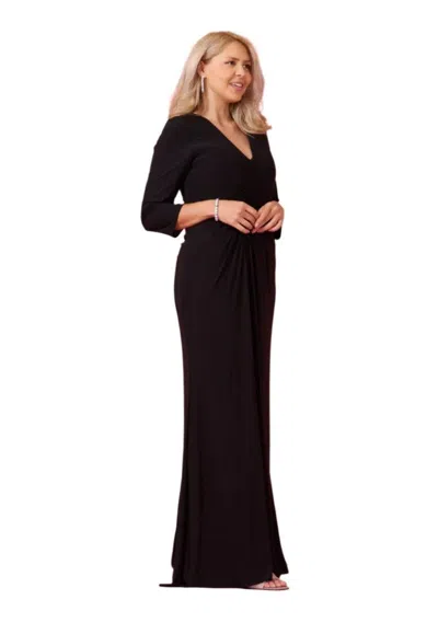 Truedames Dylan And Davids Full-length Formal Gown Stretch Evening 3/4 Sleeve Dress In Brown