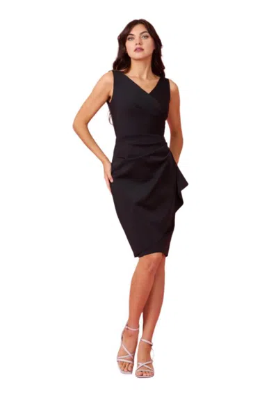 Truedames Dylan And Davids Short-length Cocktail Dress Compression Stretch Ruffled Detail In Black