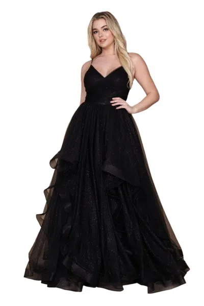 Truedames Dylan And Davids Sparkling Full-length Formal Gown Ball Gown In Black