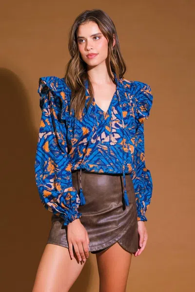 Truedames Eagle Crest Woven Top In Blue