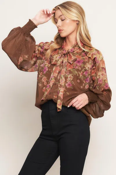 Truedames Earthly Romance Woven Top In Brown
