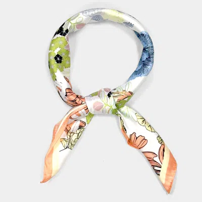 Truedames Earthy Floral Garden Printed Square Silky Satin Scarf In Multi