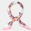 Truedames Earthy Floral Garden Printed Square Silky Satin Scarf In Pink