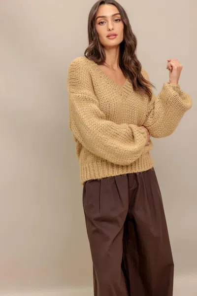 Truedames Earthy Touch Sweater Knit Top In Brown
