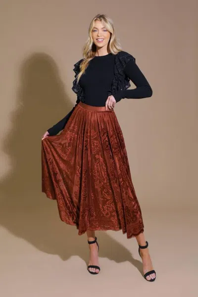 Truedames Ease My Mind Velvet Midi Skirt In Multi