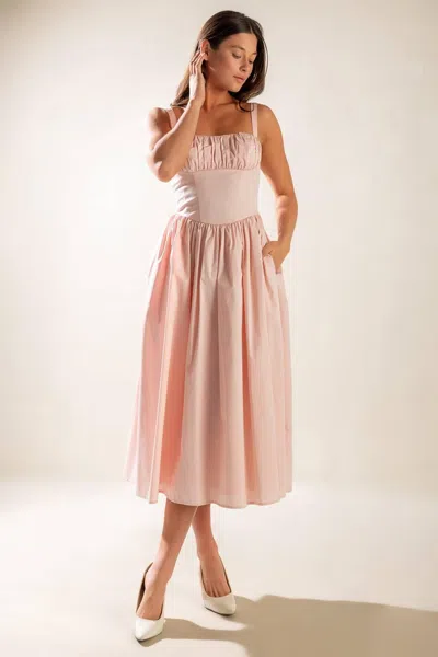 Truedames Easily Loved Woven Midi Dress In Pink