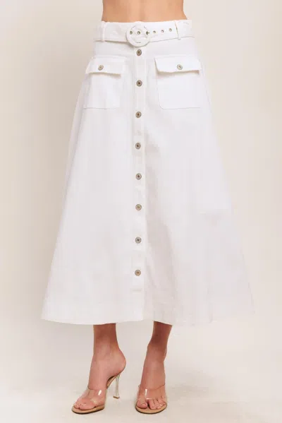 Truedames Easy Wear Western Woven Midi Skirt In White