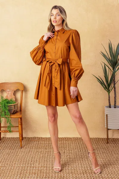 Truedames Eatons Neck Woven Mini Dress In Brown