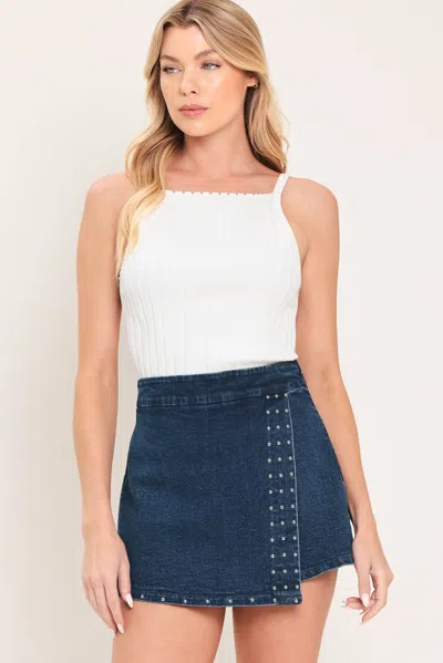 Truedames Edge Line Denim Skort In Blue