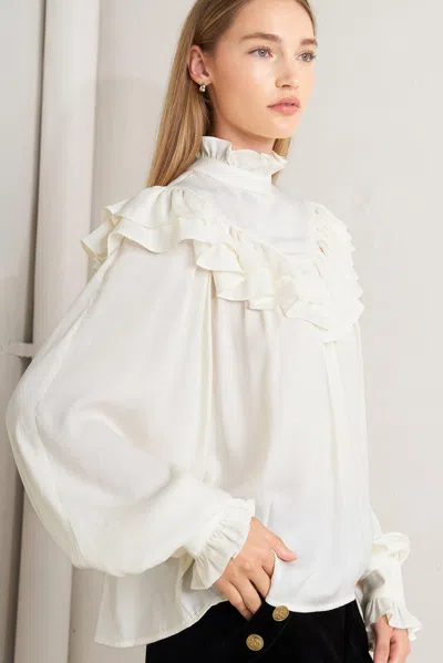 Truedames Edwardian Waltz Woven Top In White