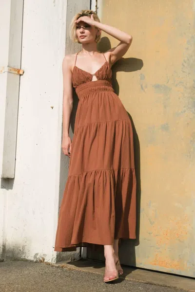Truedames Effortless Elegance Woven Maxi Dress In Brown