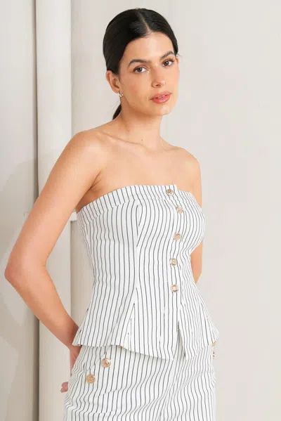 Truedames Effortless Form Stripe Woven Twill Top In Multi