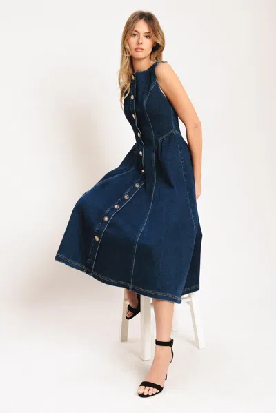 Truedames Effortless Polish Denim Midi Dress In Blue