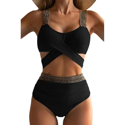 Truedames Elastic Bikini Swimsuit For Women Tummy Control Business Product After Sales Guarantee In Black