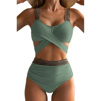 Truedames Elastic Bikini Swimsuit For Women Tummy Control Business Product After Sales Guarantee In Green