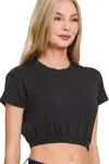 Truedames Elastic Hem Crop Top In Black