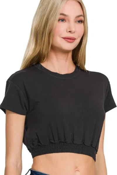 Truedames Elastic Hem Crop Top In Black