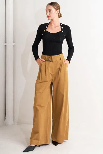 Truedames Elegance Unveiled Woven Pants In Brown