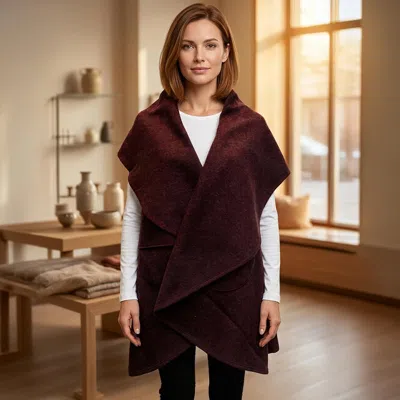 Truedames Elegant Belted Open Front Wool Wrap Vest In White