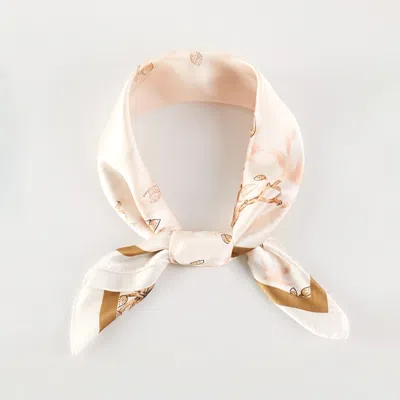 Truedames Elegant Blossom Branch Printed Square Silky Satin Bandana Scarf In Multi