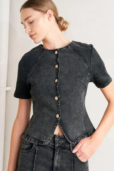 Truedames Elegant Everyday Look Denim Jacket In Black