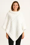 Truedames Elegant Faux Fur Winter White Poncho In Multi