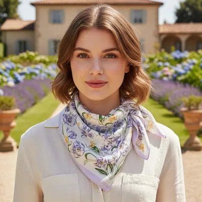 Truedames Elegant Floral Pattern Printed Square Silky Satin Bandana Scarf In Multi