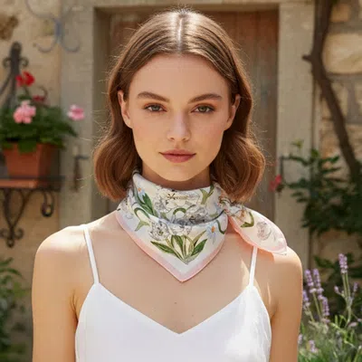 Truedames Elegant Floral Pattern Printed Square Silky Satin Bandana Scarf In Multi