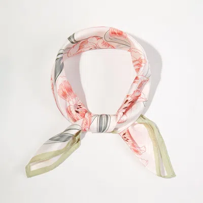 Truedames Elegant Floral Pattern Printed Square Silky Satin Bandana Scarf In Multi