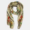 Truedames Elegant Floral Print Printed Oblong Silky Satin Scarf Shaw In Green