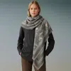 Truedames Elegant Floral Stripe Pattern Printed Square Scarf In Gray