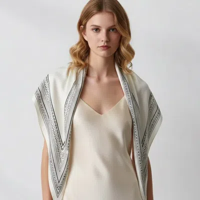 Truedames Elegant Lightweight Silk Shawl Scarf In White
