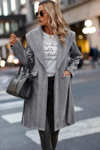 Truedames Elegant Long Sleeve Lapel Open Front Suit In Blue