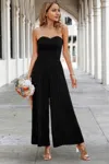 Truedames Elegant Off Shoulder Pleated High Waist Jumpsuit In Black
