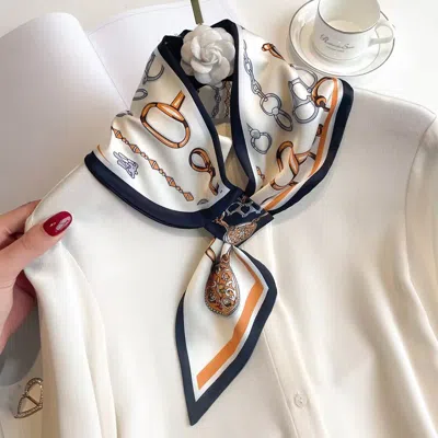 Truedames Elegant Pattern Print Decorative Neck Scarf In Black