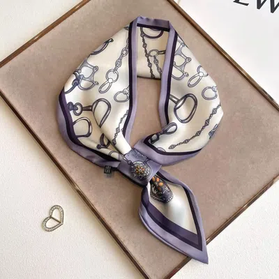 Truedames Elegant Pattern Print Decorative Neck Scarf In Purple