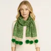 Truedames Elegant Patterned Pom Tassel Accent Winter Scarf In Green