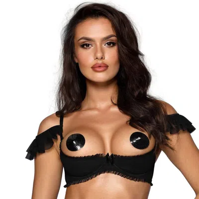Truedames Elegant Peek A Boo Lingerie Bra With Delicate Lace Embroidery In Black