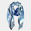 Truedames Elegant Porcelain Inspired Pattern Printed Oblong Silky Satin Scarf Shawl In Multi