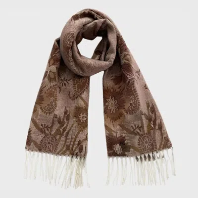 Truedames Elegant Reversible Floral Paisley Pattern Print Fringe Wrap Scarf In Brown