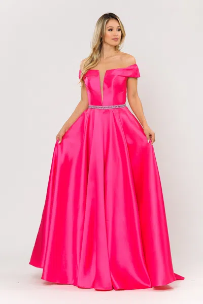 Truedames Elegant Simple Off The Shoulder Mikado Gowns In Pink