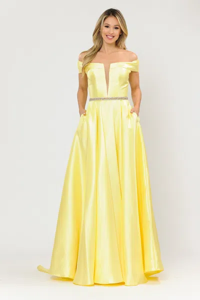 Truedames Elegant Simple Off The Shoulder Mikado Gowns In Yellow