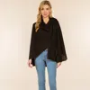Truedames Elegant Solid Drape Wrap Poncho In Black