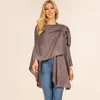 Truedames Elegant Solid Drape Wrap Poncho In Gray