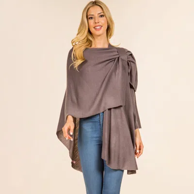 Truedames Elegant Solid Drape Wrap Poncho In Gray