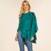 Truedames Elegant Solid Drape Wrap Poncho In Green