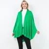 Truedames Elegant Solid Drape Wrap Poncho In Green