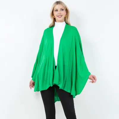 Truedames Elegant Solid Drape Wrap Poncho In Green